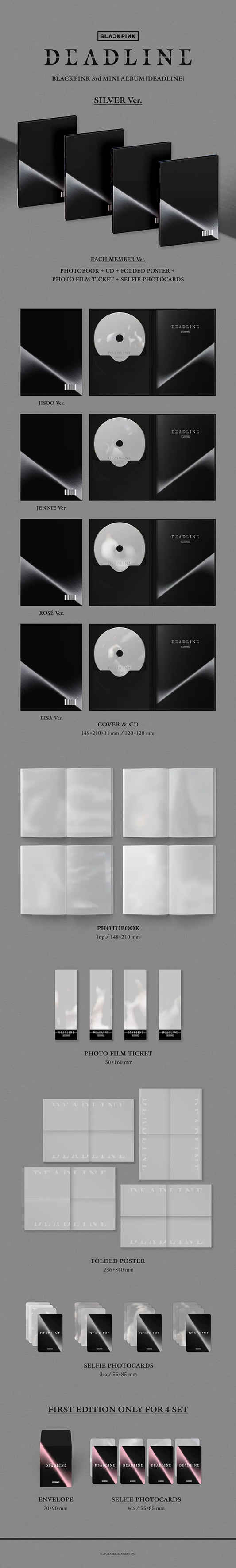 BLACKPINK - DEADLINE 3RD MINI ALBUM WITHMUU GIFT SILVER SET
