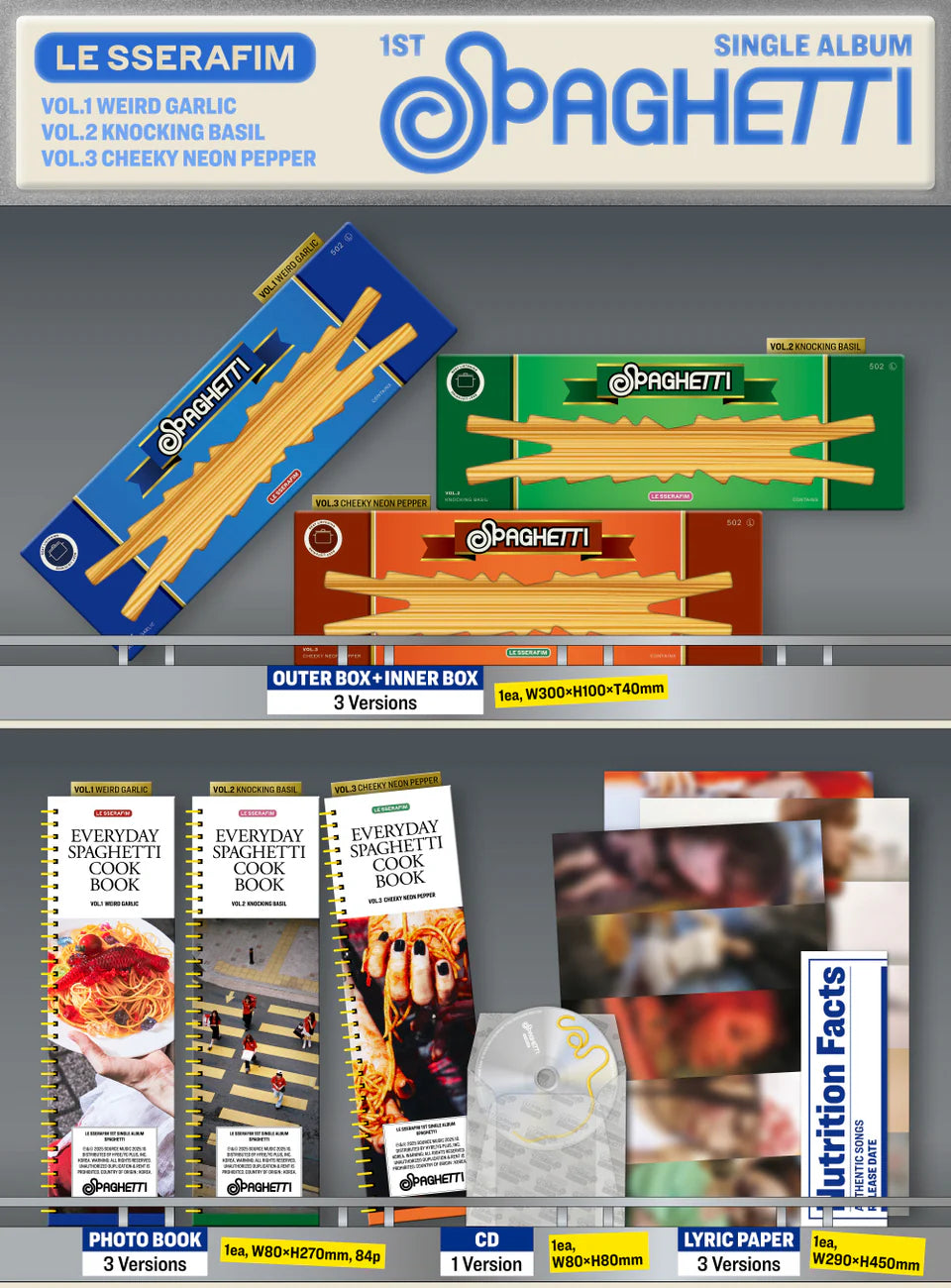 LE SSERAFIM - 1st Single Album [SPAGHETTI] Standard Version (Random ver)