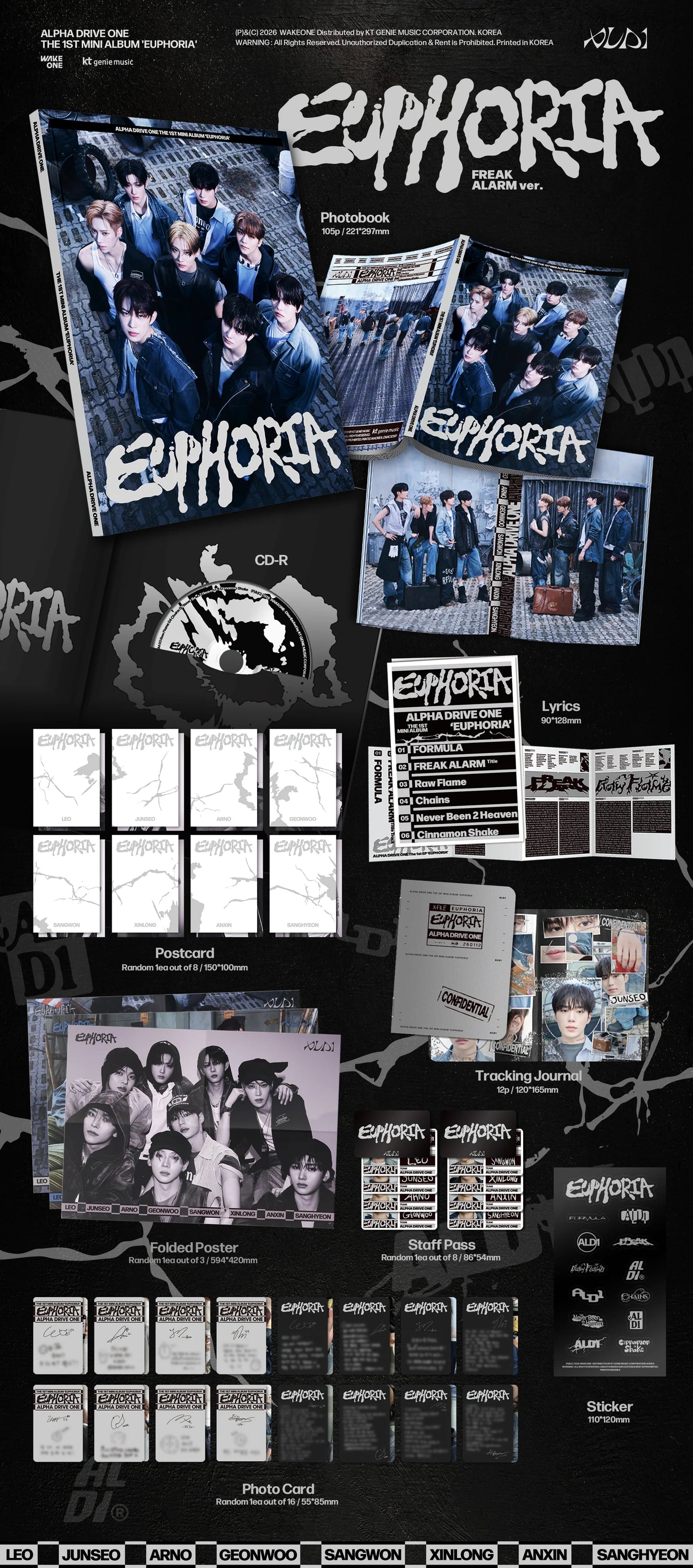 ALPHA DRIVE ONE - 1st Mini Album [EUPHORIA] FREAK ALARM Ver AsianStan
