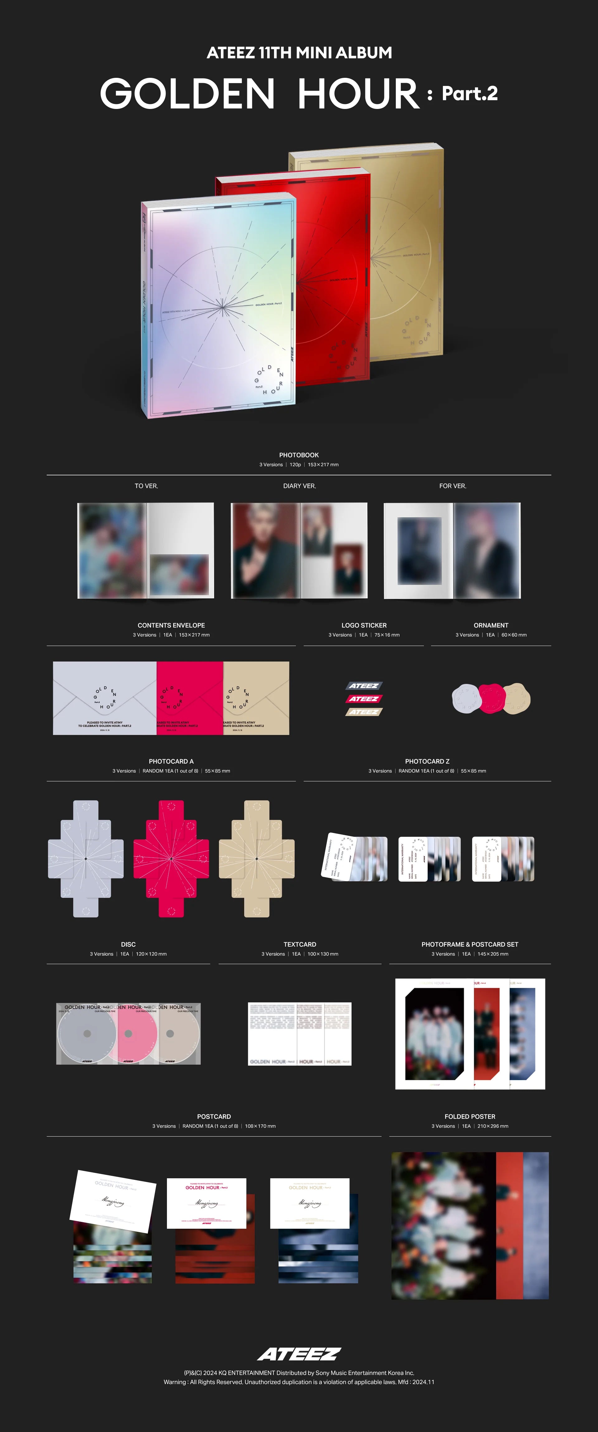 ATEEZ - 11th Mini Album [GOLDEN HOUR:Part 2] Standard Ver (random ver) AsianStan