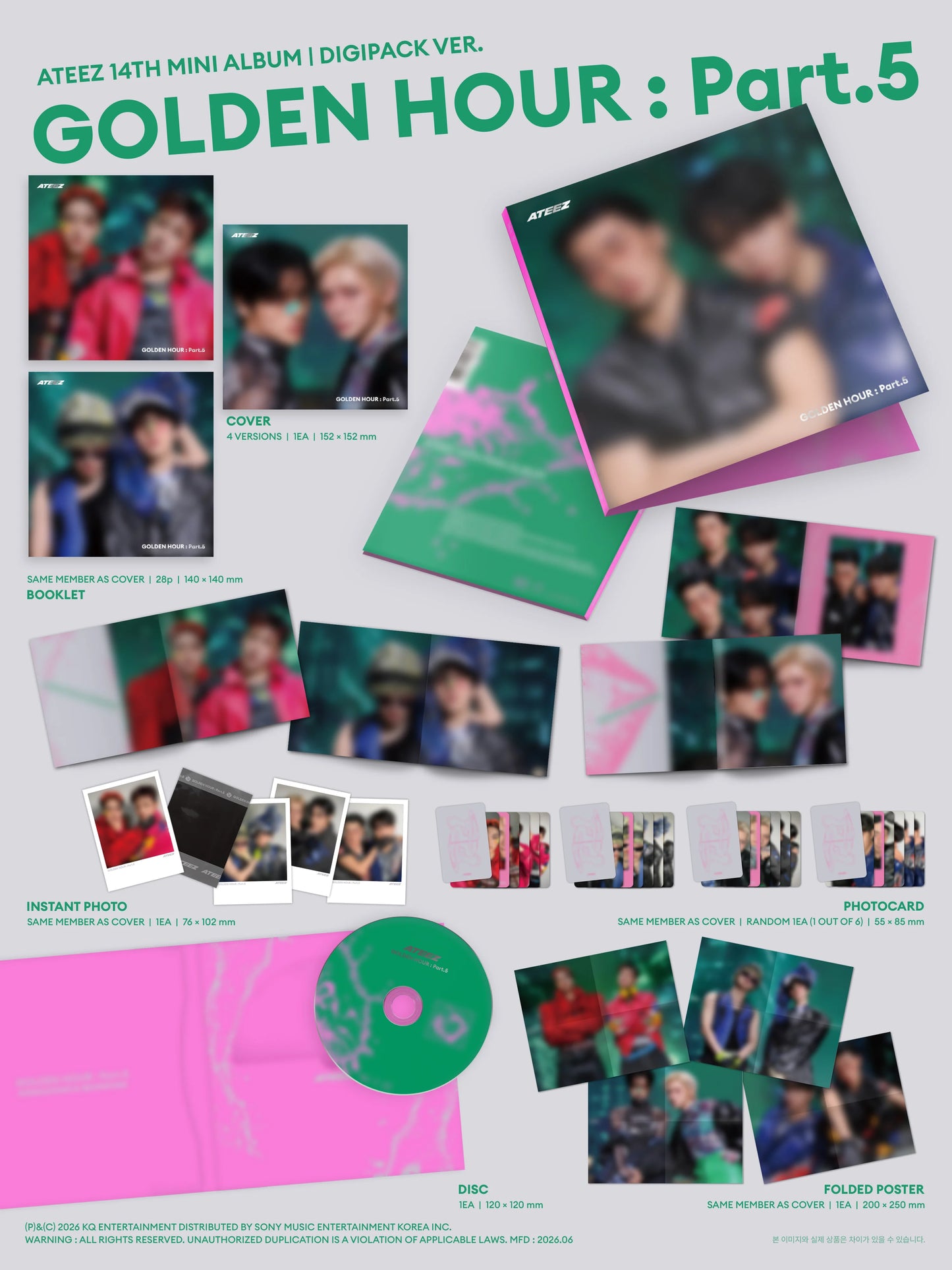 ATEEZ - [GOLDEN HOUR : Part.5] DIGIPACK UNIT Ver (Random ver)