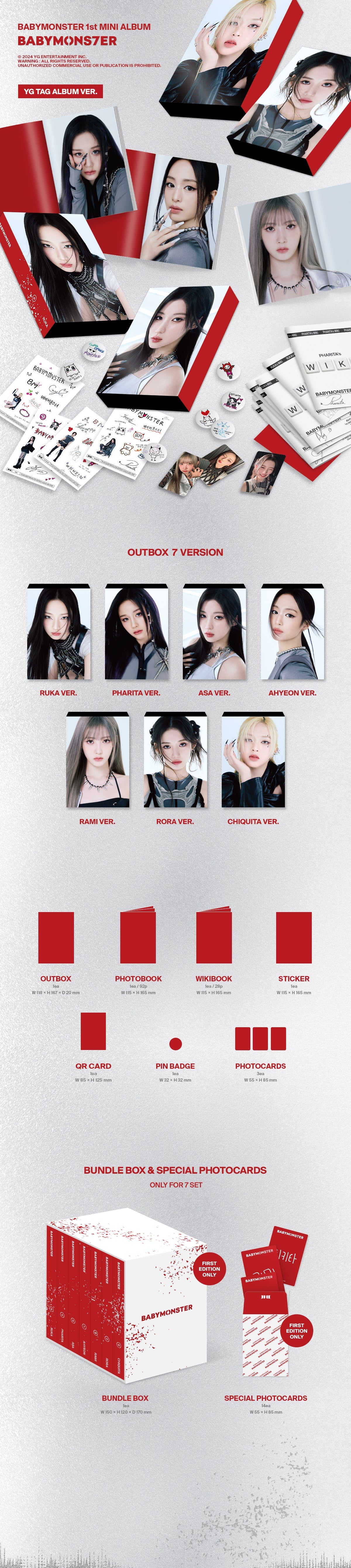 BABYMONSTER - 1ST MINI ALBUM [BABYMONS7ER] YG TAG ALBUM Ver.