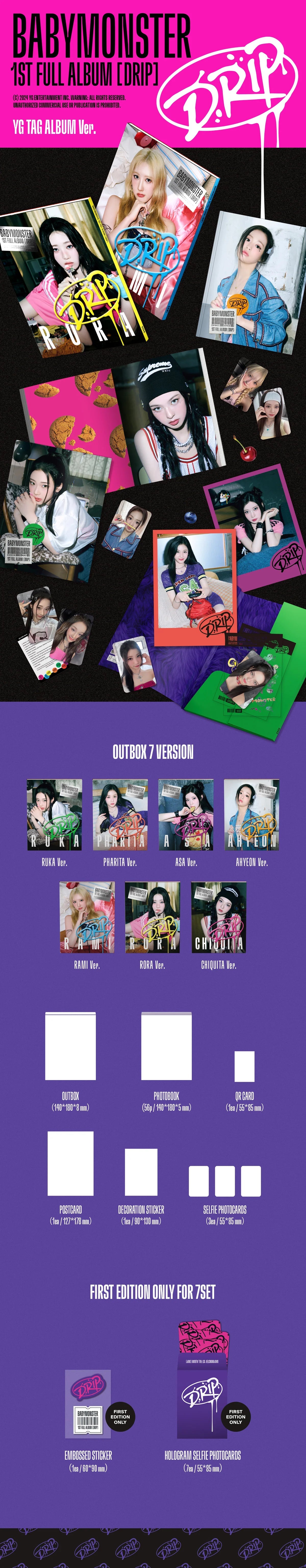 BABYMONSTER - 1st Full Album [DRIP] YG TAG ALBUM Ver (Random ver) AsianStan