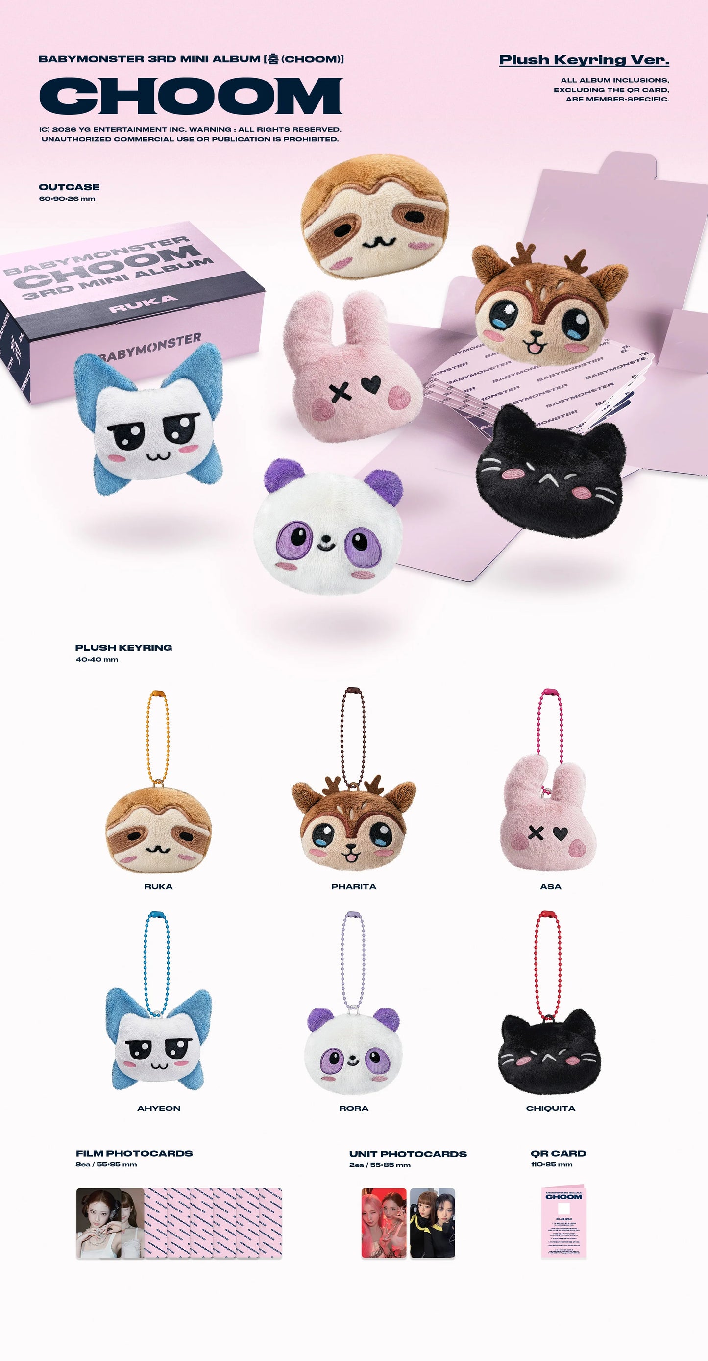BABYMONSTER - 3rd Mini Album [춤 (CHOOM)] Plush Keyring Ver