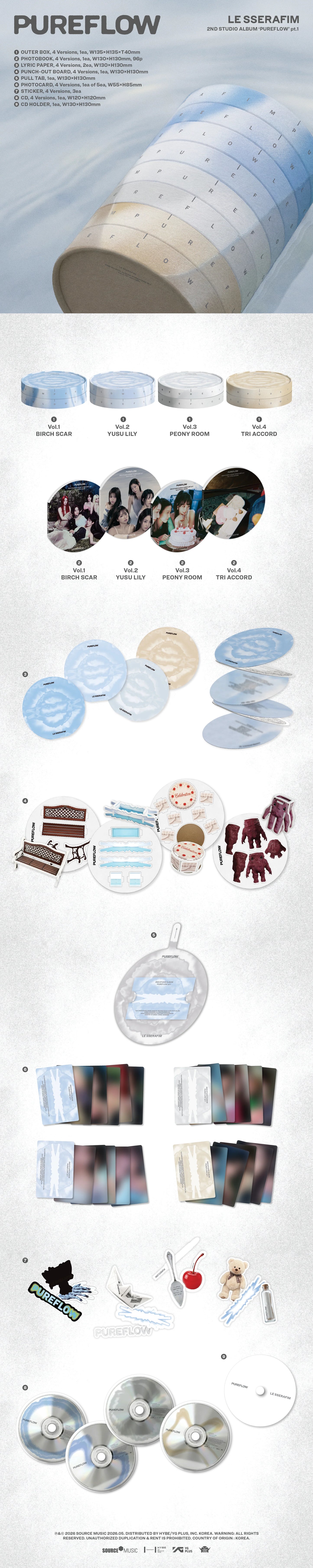 LE SSERAFIM - 2nd Studio Album ['PUREFLOW' pt.1] Standard Ver (Random ver)