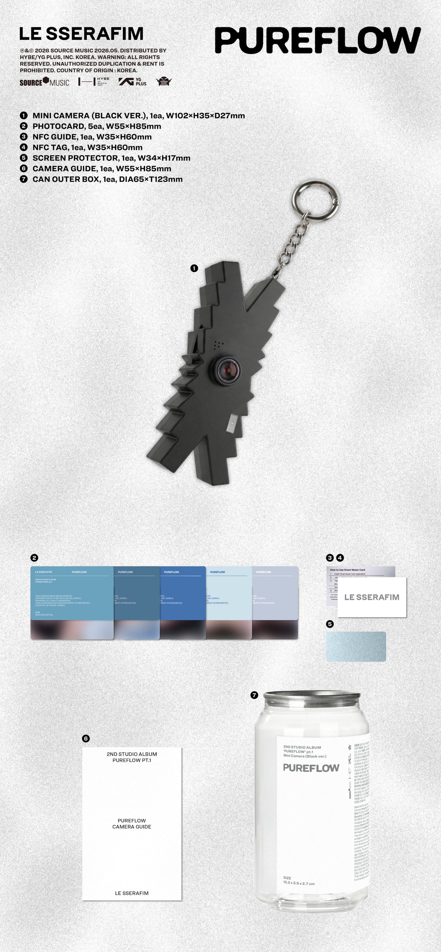 LE SSERAFIM - 2nd Studio Album ['PUREFLOW' pt.1] Mini Camera Ver