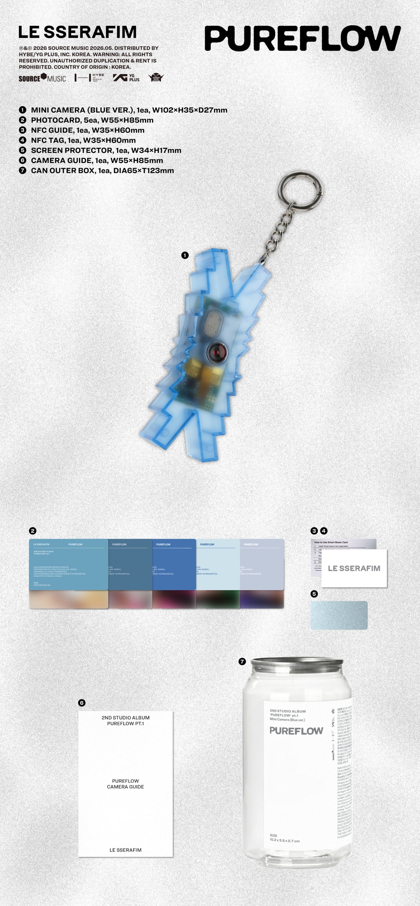LE SSERAFIM - 2nd Studio Album ['PUREFLOW' pt.1] Mini Camera Ver