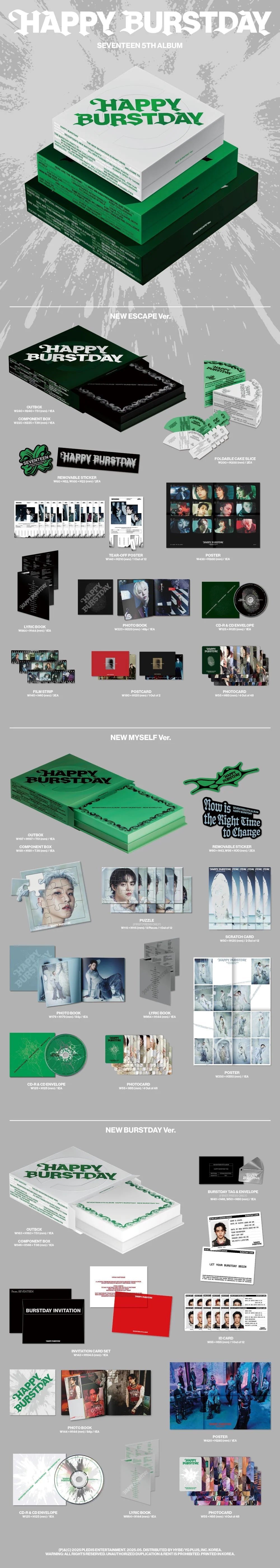 SEVENTEEN - 5th Album [HAPPY BURSTDAY] Standard Ver (Random ver) AsianStan
