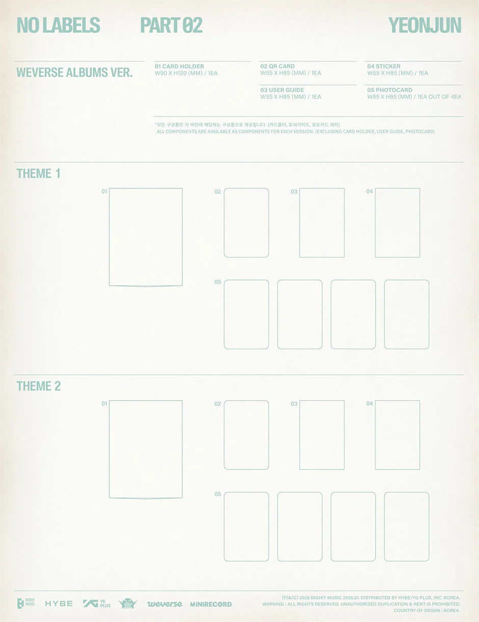 YEONJUN - [NO LABELS: PART 02] Weverse Albums Ver (Random ver)