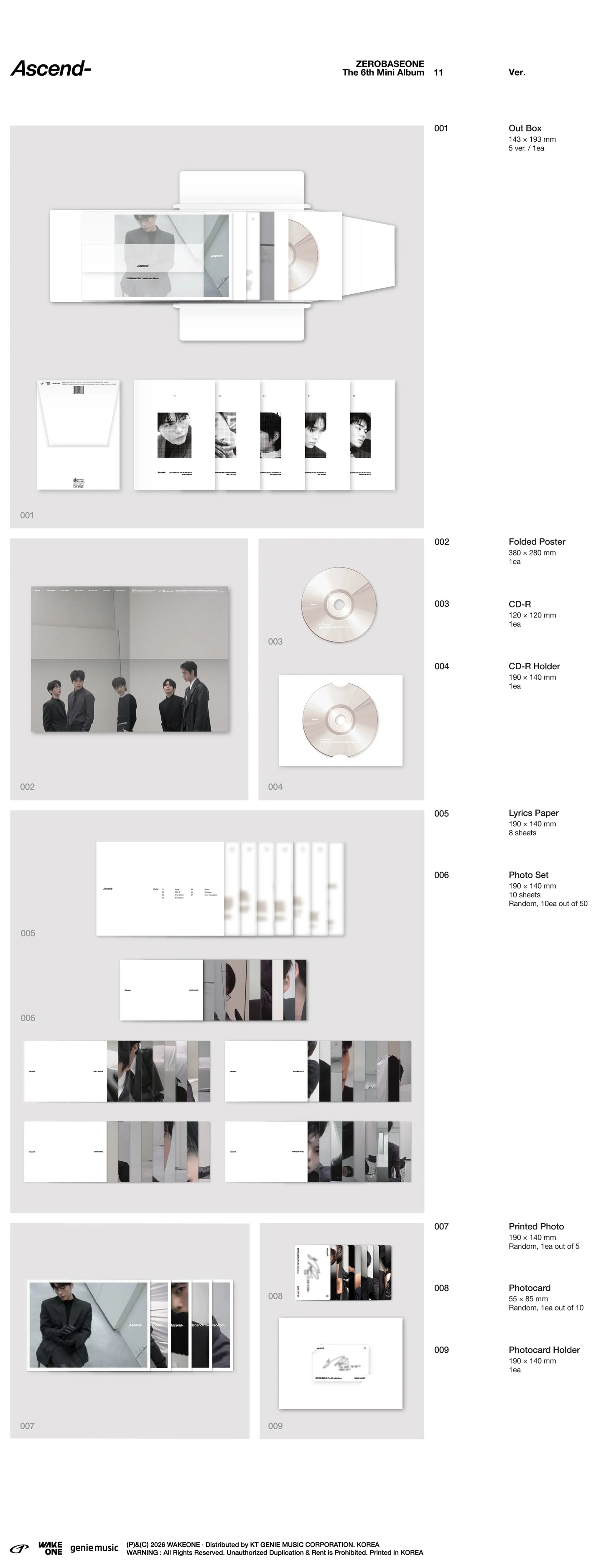 ZEROBASEONE - 6th Mini Album [Ascend-] 11 Ver. (Random ver)