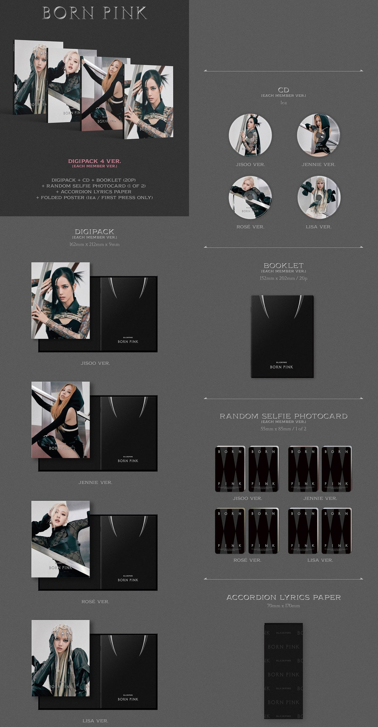 BLACKPINK - 2ND ALBUM [BORN PINK] DIGIPACK Ver (random ver) AsianStan