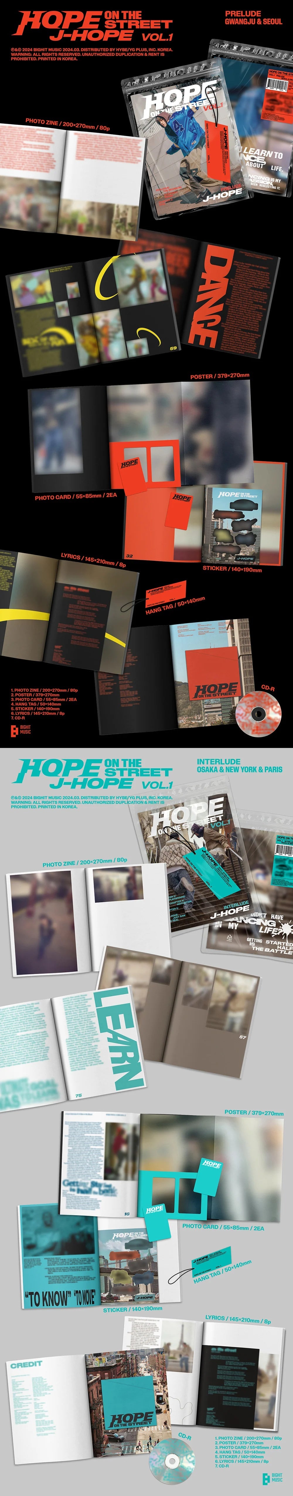 J-Hope - HOPE ON THE STREET VOL.1 (STANDARD ALBUM + WEVERSE ALBUM) AsianStan