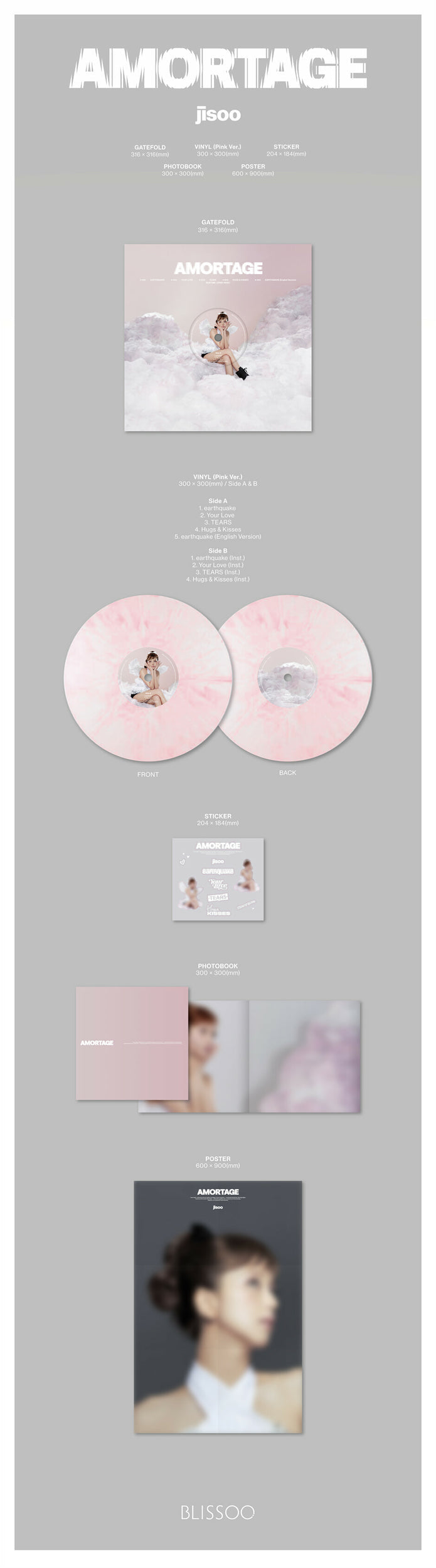 JISOO - Mini Album [AMORTAGE] Vinyle (Pink Ver) AsianStan